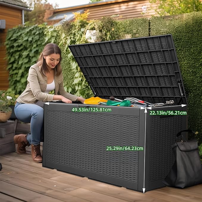 120 Gallon Outdoor Deck Box, Lockable Waterproof Outdoor Storage Boxes - Image 2
