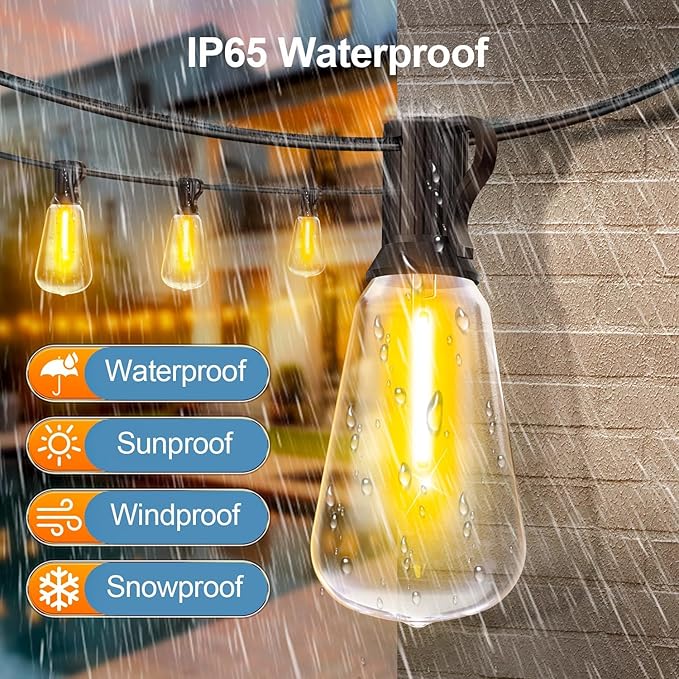 Outdoor String Led Patio Lights: 65Ft 20M Outside Waterproof Light - Image 5