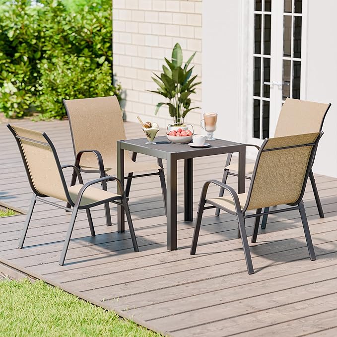 Betterhood Patio Chairs Set of 4, Stackable Outdoor Dining Chairs Set - Image 2