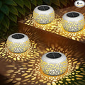 Solar Lanterns Outdoor Waterproof: 4 Pack White Hollow Out Metal Solar Lights by NFEVER