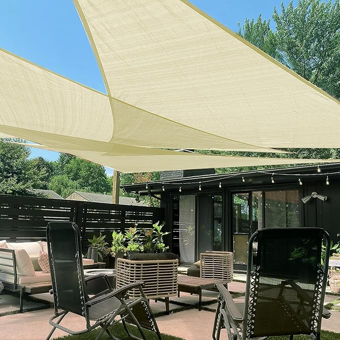 LOVE STORY Custom Size 7'x7'x9.9' Butter Cream Sun Shade Sail Right Triangle by LOVESTORY