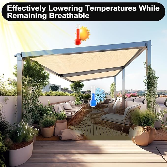 Artpuch 90% Sun Shade Cloth, 6 x 12 FT Pergola Shade Cover Canopy - Image 6