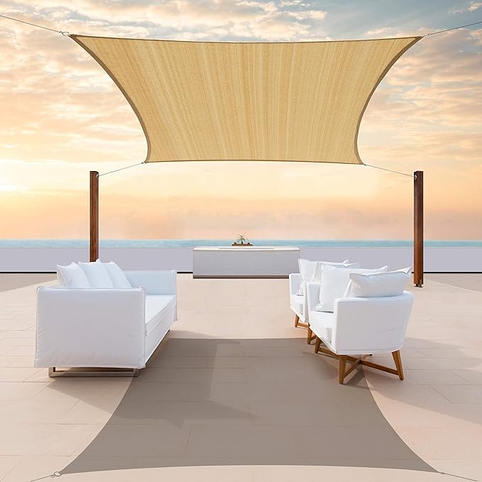 ColourTree TAPR1616 Custom Size 11' x 24' Sand Beige Sun Shade Sail Canopy UV by ColourTree