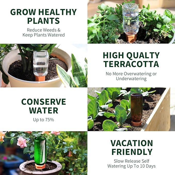 Terracotta Watering Spikes, Wine Bottle Watering Stakes, Slow Release Self - Image 6
