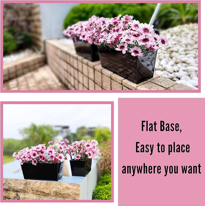 LaLaGreen Outdoor Rail Planter Large Black Metal Wall Hanging Strawberry Flower - Image 8