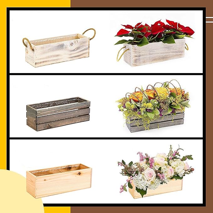 Wooden Planter Box, Rose Wood, Plastic Liner l Garden Decor l Restaurant and - Image 7