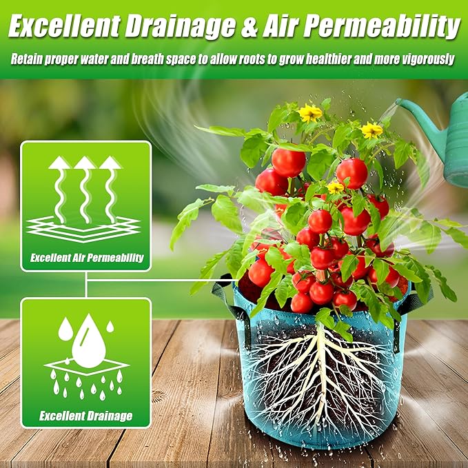 15 Gallon Grow Bags, 7 Pack Colorful Fabric Plant Pots - Image 5