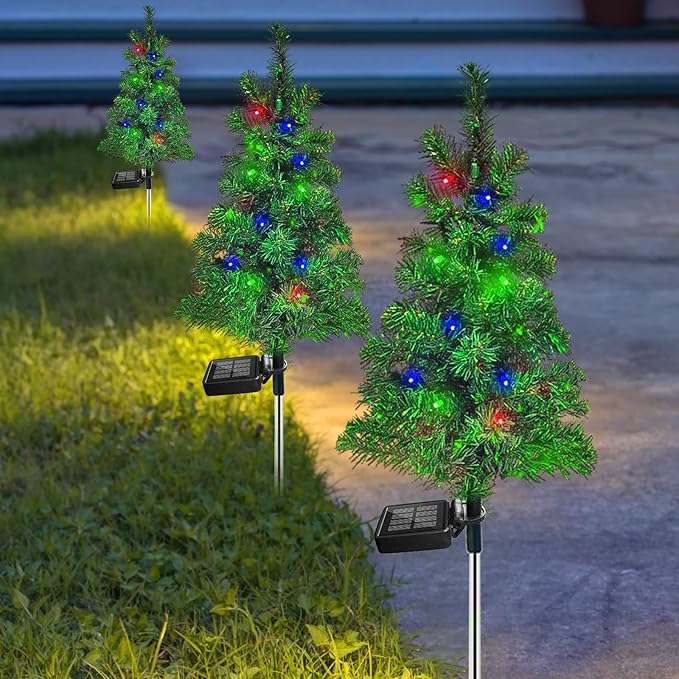 Solar Christmas Tree Garden Stake Lights Outdoor Waterproof Pathway Lights Xmas - Image 2