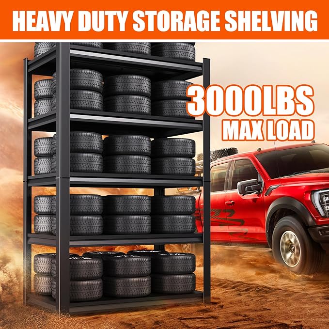 71"H-35"W Metal Garage Shelving-2050LBS 5 Tier Storage Shelves, Adjustable - Image 6