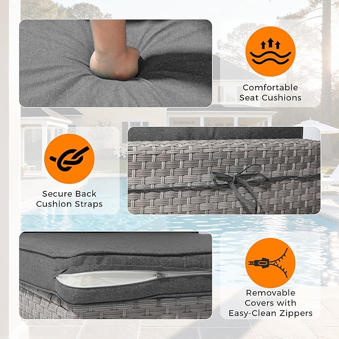 6-Piece Outdoor Patio Furniture Set, All-Weather Wicker Sectional Sofa - Image 8