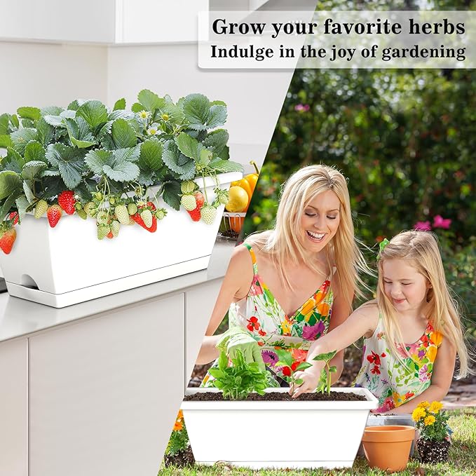Planter Boxes for Domestic Gardening 8 Pcs, 17 Inch Long Window Sill Planter - Image 2