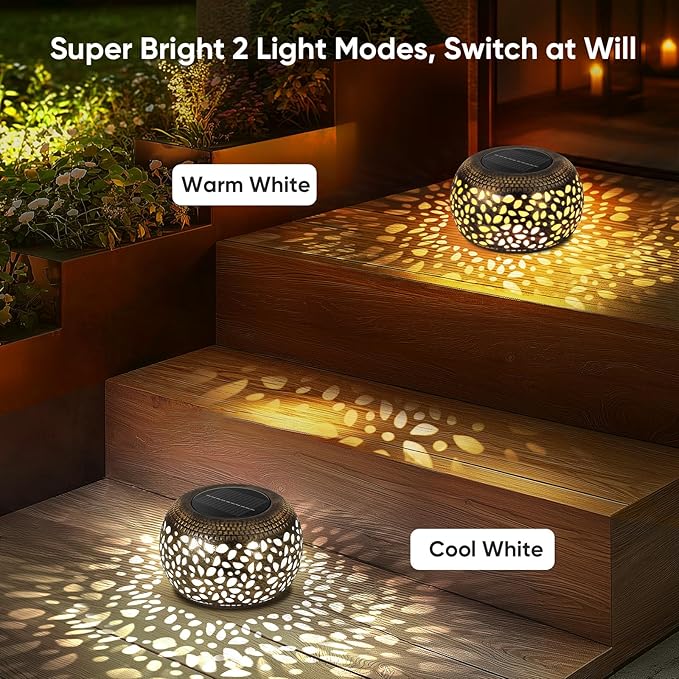 Solar Lantern Outdoor Patio Decor: 4 Pack Solar Lanterns Outdoor Waterproof - Image 3