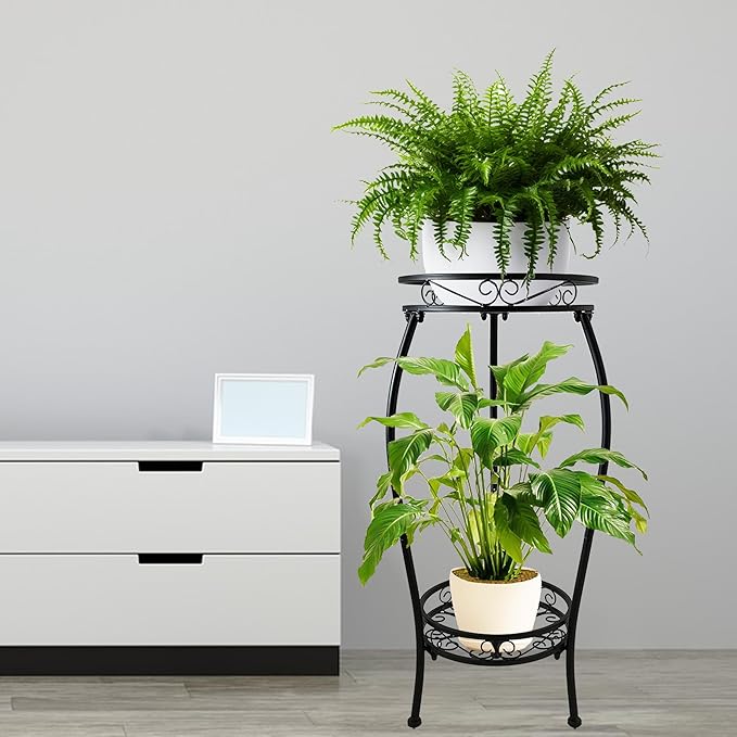 CASIMR 2Pack Plant Stand Indoor Outdoor, 2 Tier 26.6" Tall Metal Potted Holder - Image 4