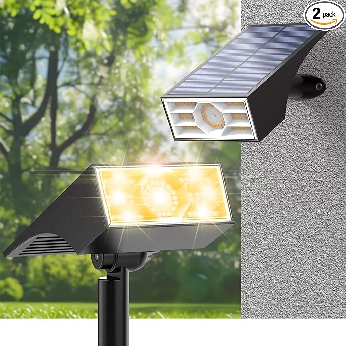 Solar Spot Lights Outdoor, 2 Pack/56 LED Outdoor Lights by Katipeal