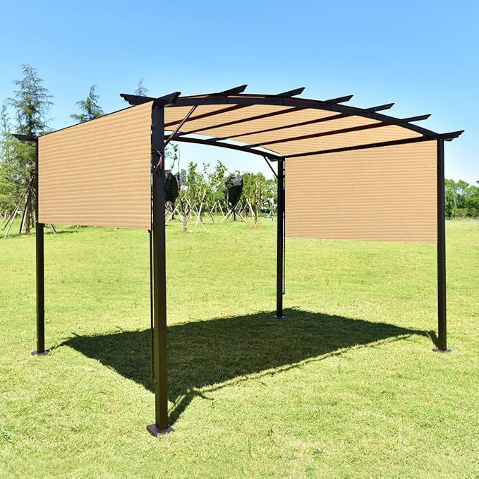 Eden's Decor Straight Flat-Edged Sun Shade Sail Rectangular 8' x 12' Beige - Image 5