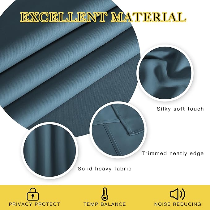 NICETOWN Blackout Drapery Curtain Panel 90 inches Long - Image 2