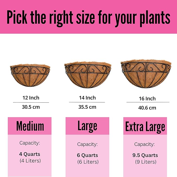 LaLaGreen Wall Hanging Planters, 4 Pack, 12 Inch Balcony Flower Baskets - Image 4