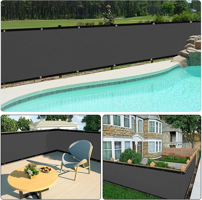 UPGRADE Privacy Fence Screen 6'x34' Dark Grey Outdoor 90% Visibility Blockage - Image 6