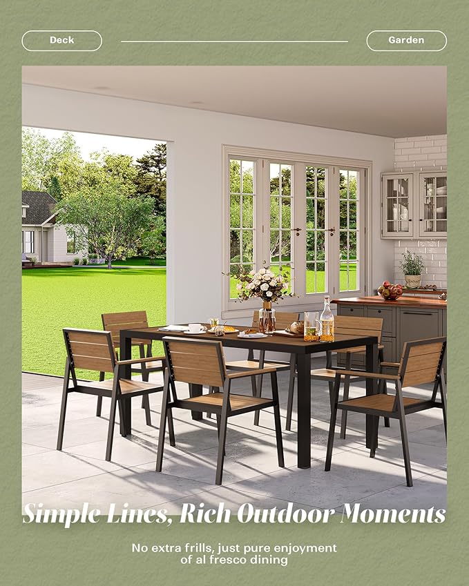 Outdoor Dining Chairs Set of 2, HDPS + Aluminum Patio Dining Chairs - Image 7