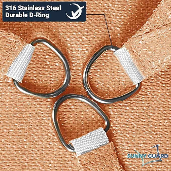 SUNNY GUARD Custom Size 16'x16' Peach Fuzz Sun Shade Sail Rectangle UV Block - Image 6