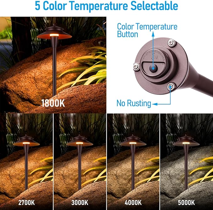 LEONLITE 5CCT Low Voltage Pathway Lights, 12-24V LED Landscape Path Light - Image 3