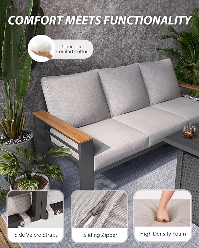 Aoxun Aluminum Outdoor Patio Furniture Set, 6-Piece Outdoor Sectional - Image 5