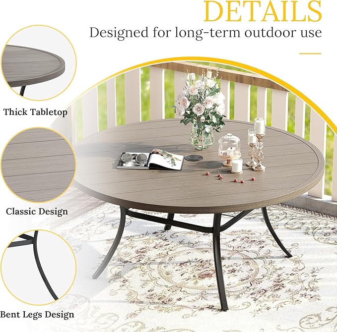 VICLLAX 60" Outdoor Round Patio Table - Image 4