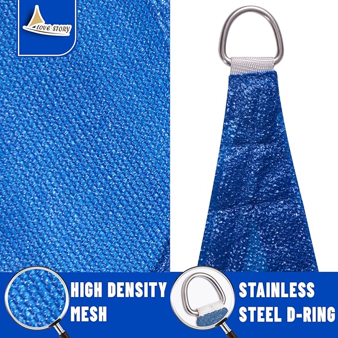 LOVE STORY 20' x 20' x 20' Triangle Blue Sun Shade Sail Canopy UV Block - Image 5