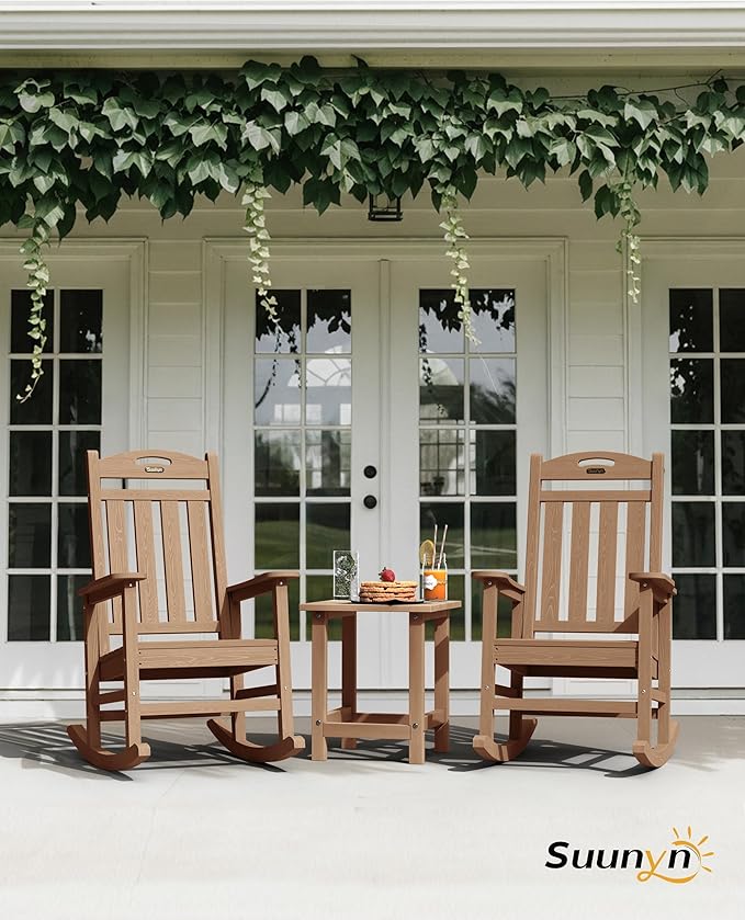 Oversized Rocking Chairs Outdoor Set of 2, High Back Porch Rocking Chair - Image 2