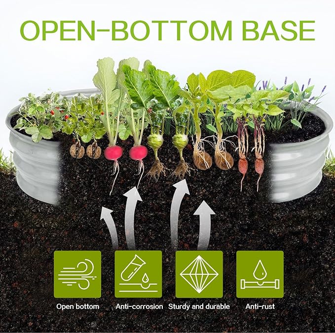Gardmax Galvanized Raised Garden Bed, Lightweight Planter Boxes Outdoor - Image 2