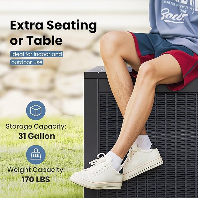 NEWBULIG 31 Gallon Outdoor Storage Box, Waterproof Deck Box - Image 3