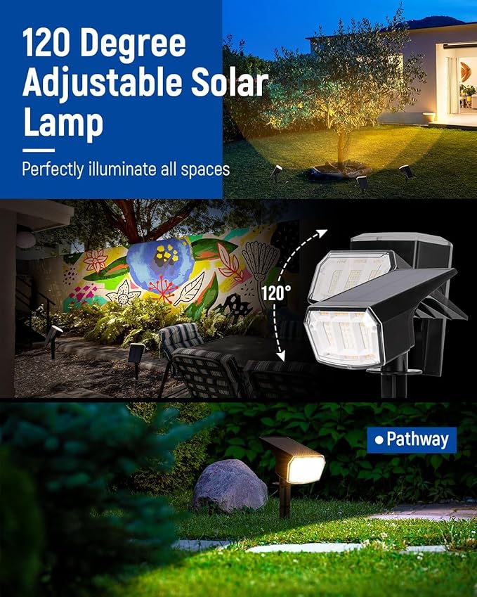 Solar Spot Lights Outdoor IP67 Waterproof 10 Pack, 63 LED 3 Modes Solar - Image 4