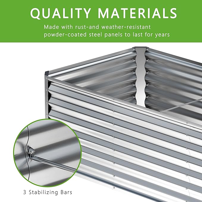 2PCS 4x2x1FT Galvanized Raised Garden Bed, Planter Raised Beds-Metal Garden Box - Image 4