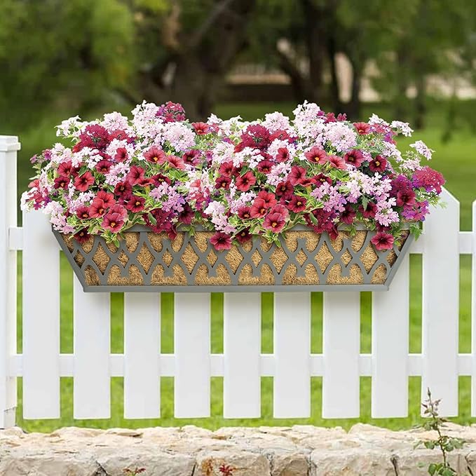 2 Pack 24 Inch Window Boxes Planters Railing Planter Box - Image 4