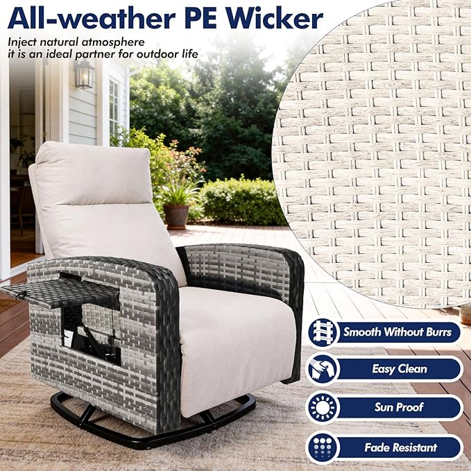 Outdoor Recliner Chair, Wicker Patio Recliners - Image 5
