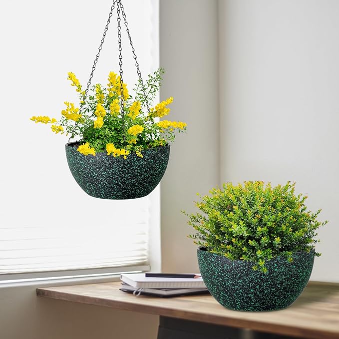 8 inch Small Hanging Planters for Indoor Outdoor Plants, 2 Pack Hanging Flower - Image 5