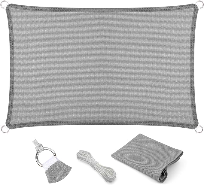 Eden's Decor Straight Flat-Edged Sun Shade Sail Rectangular 6' x 18' Grey by EdensDecorInc