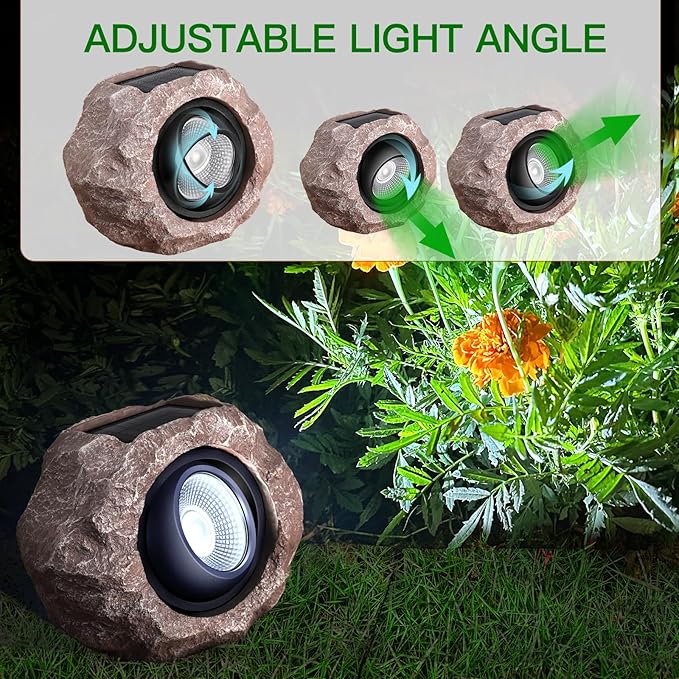 Timeflies Solar Rock Lights Outdoor, 2 Pack Super Bright Solar Spot Lights - Image 2