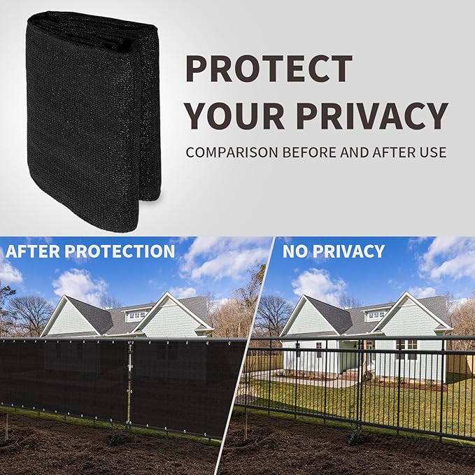 LOVE STORY Custom Size 3.3'x4' Black Balcony Privacy Screen, UV Block Privacy - Image 5
