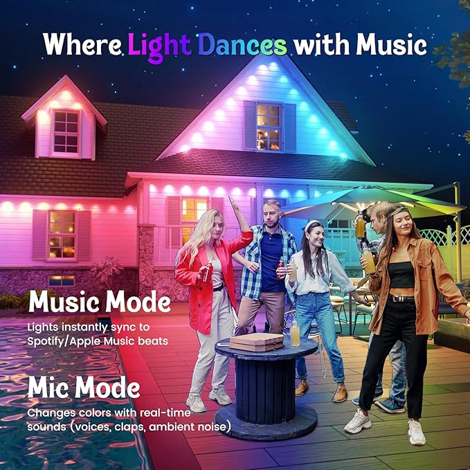 Fitop Permanent Outdoor Lights, 100FT RGB LED Eaves Light - Image 6