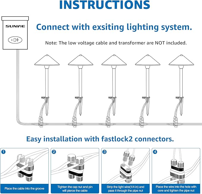 SUNVIE 8-Pack Low Voltage Landscape Pathway Lights 12-24V 3W LED Landscape - Image 7