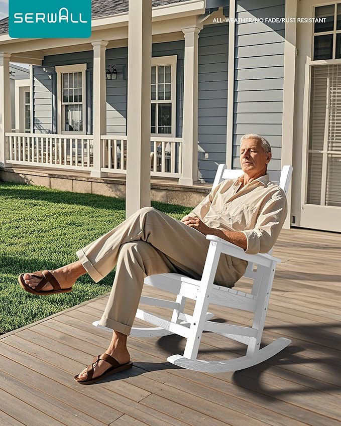 SERWALL HDPE Outdoor Rocking Chair Set of 8, Patio Rocking Chairs - Image 2