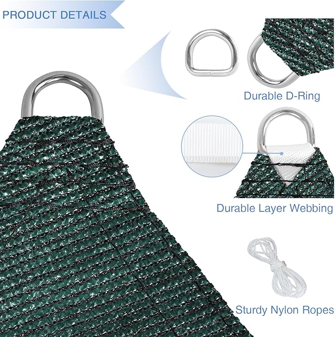 E&K Sunrise 6' x 6' x 6' Sun Shade Sail Triangle Canopy Shade Cover UV Block - Image 4