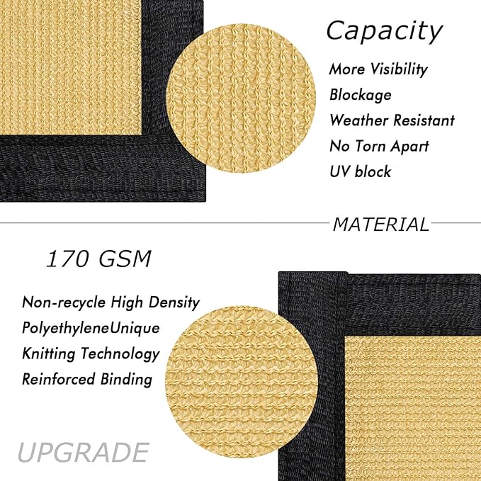 UPGRADE Privacy Fence Screen 5'x19' Sand Outdoor 90% Visibility Blockage 170 - Image 2