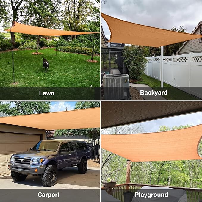 SUNLAX Sun Shade Sail 15' x 15' Peach Fuzz Rectangle Canopy Sail Shade Cover UV - Image 7