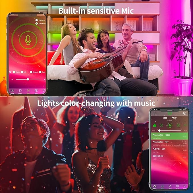 KSIPZE Led Strip Lights 200ft RGB Music Sync Color Changing Bluetooth Led Lights - Image 3