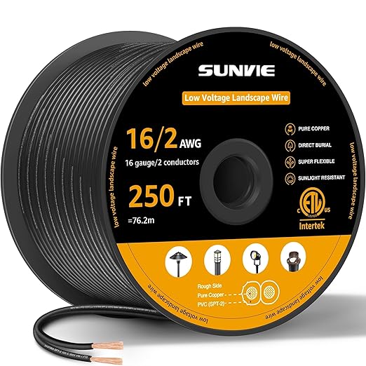 SUNVIE 16/2 Low Voltage Landscape Wire 250FT by SUNVIE