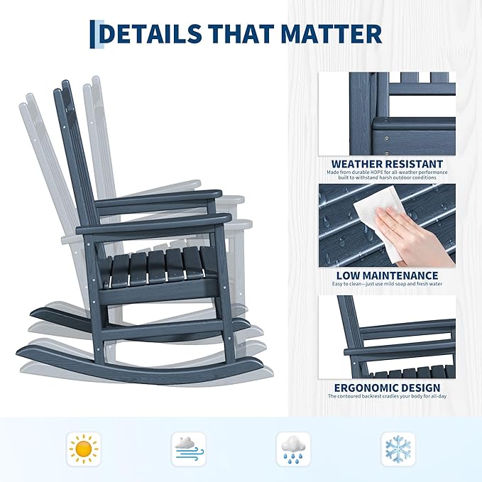 HDPE Rocking Chair Outdoor Set of 6 - Image 4