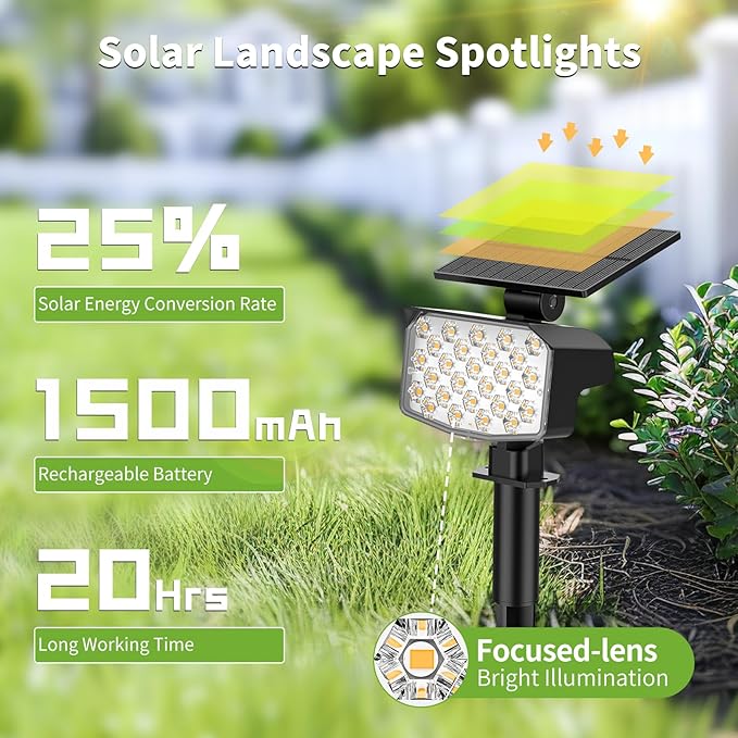 Solar Spot Lights Outdoor, Adjustable Solar Lights Outdoor Waterproof IP65 - Image 7