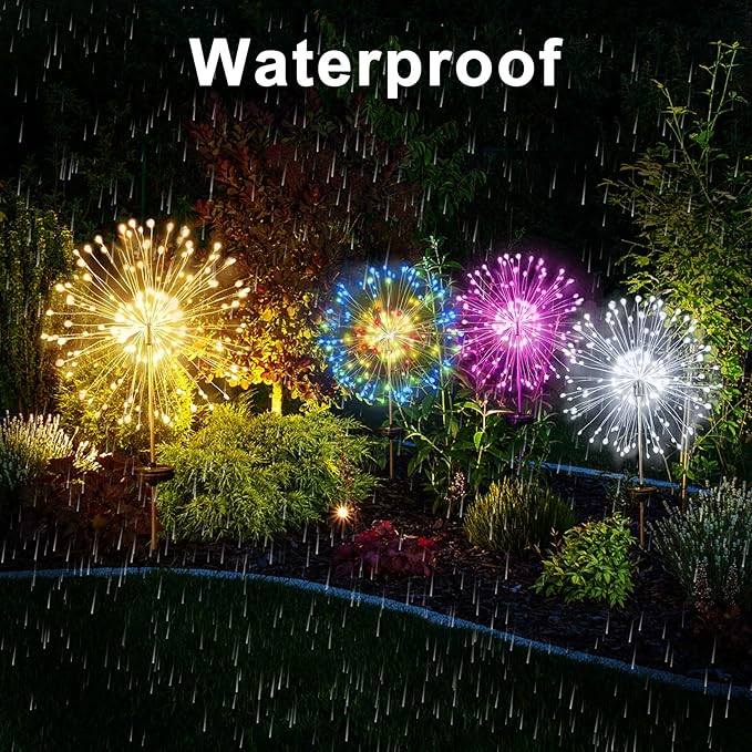 JJGoo Solar Firework Lights, 2 Pack 180 LEDs 2 Lighting Modes Solar Lights - Image 8